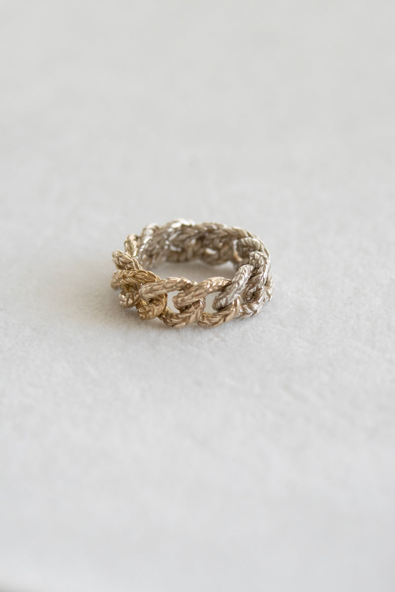 simmon Knit Chain Ring Wide Aurora /SV&K10&K18