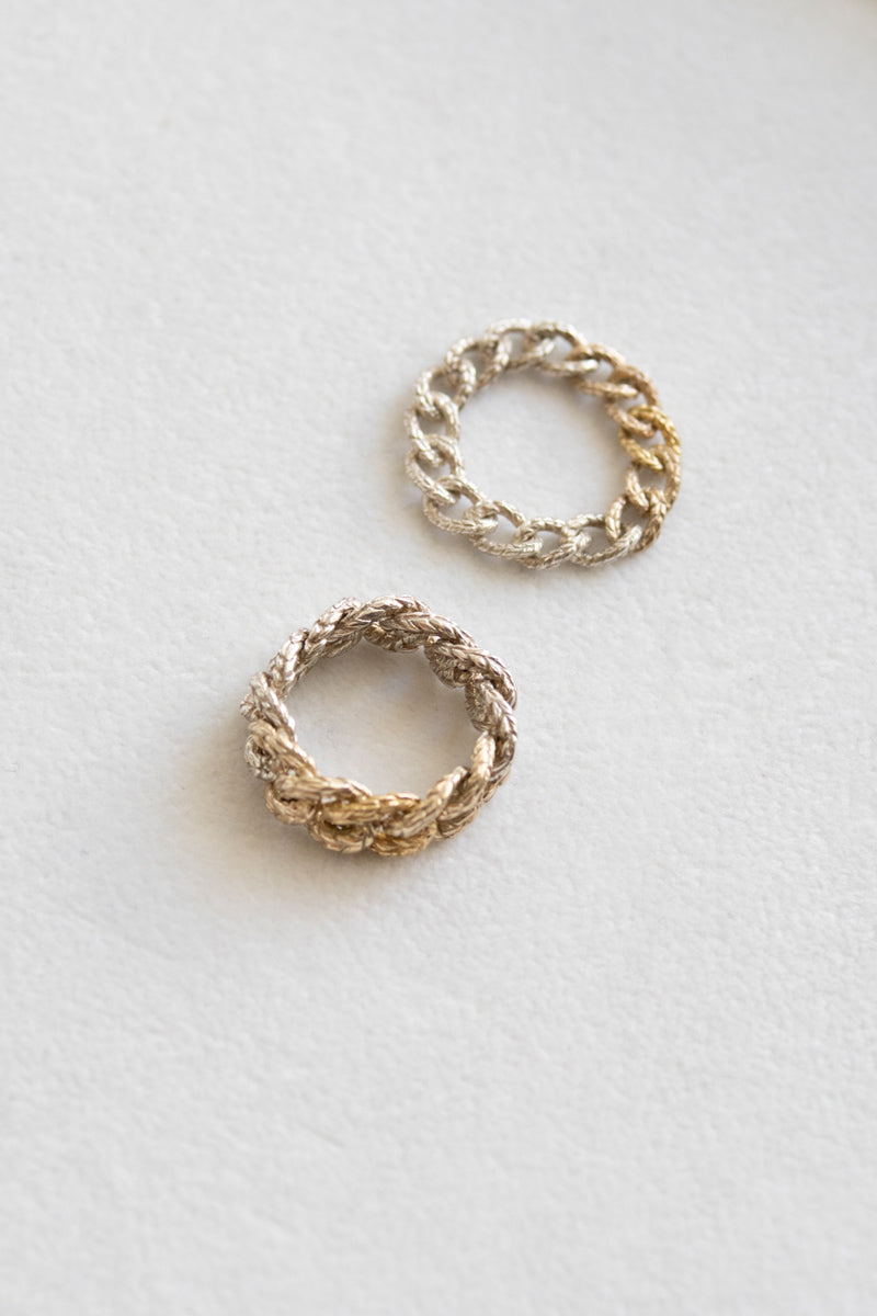 simmon Knit Chain Ring Wide Aurora /SV&K10&K18