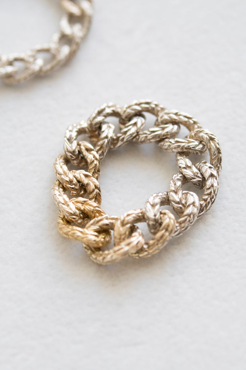 simmon Knit Chain Ring Wide Aurora /SV&K10&K18