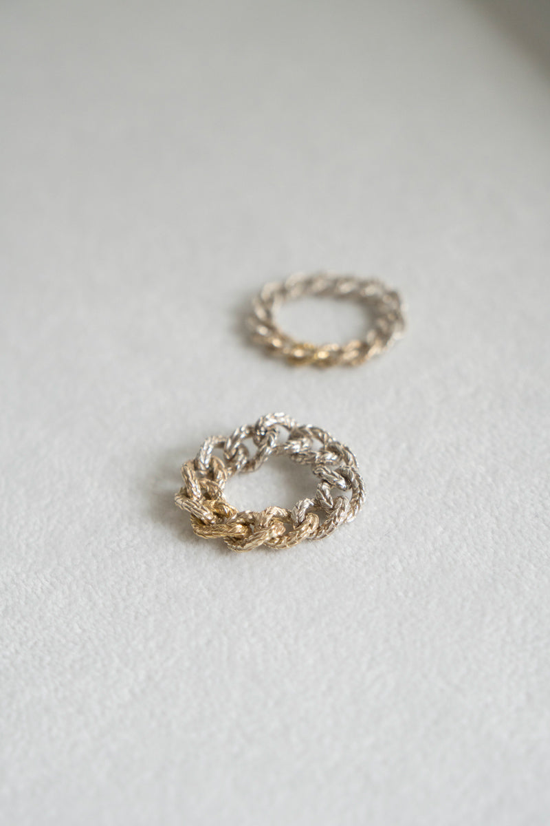 simmon Knit Chain Ring Wide Aurora /SV&K10&K18