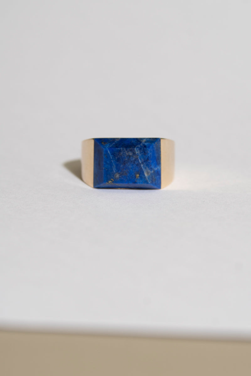 simmon Gem Signet Ring Lapis Lazuli Wide /K10