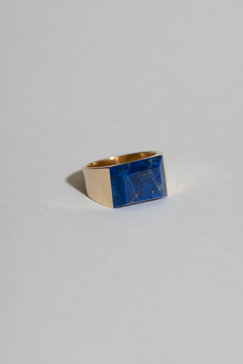 simmon Gem Signet Ring Lapis Lazuli Wide /K10