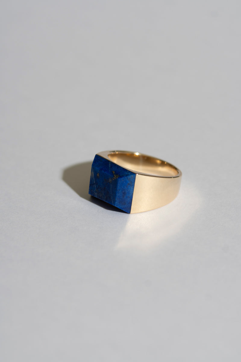 simmon Gem Signet Ring Lapis Lazuli Wide /K10