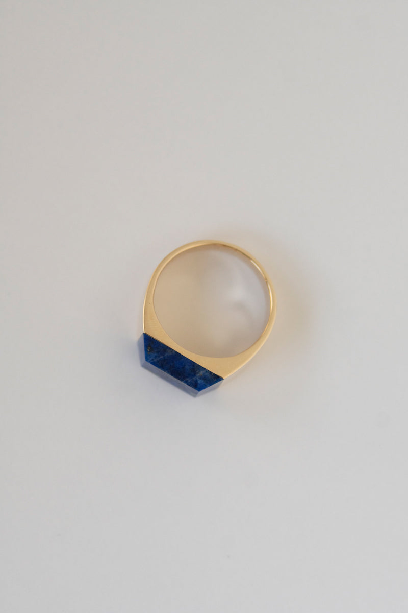 simmon Gem Signet Ring Lapis Lazuli Wide /K10