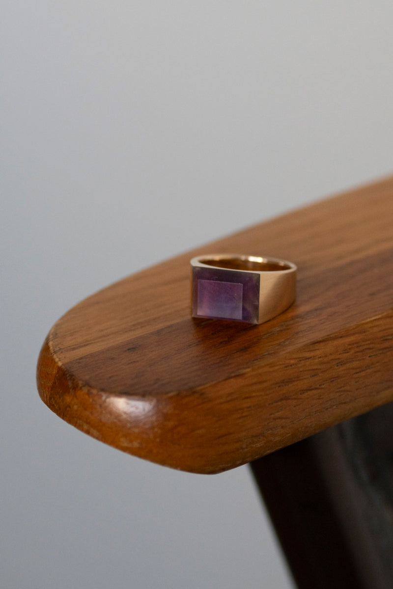 simmon Gem Signet Ring Amethyst Wide /K10