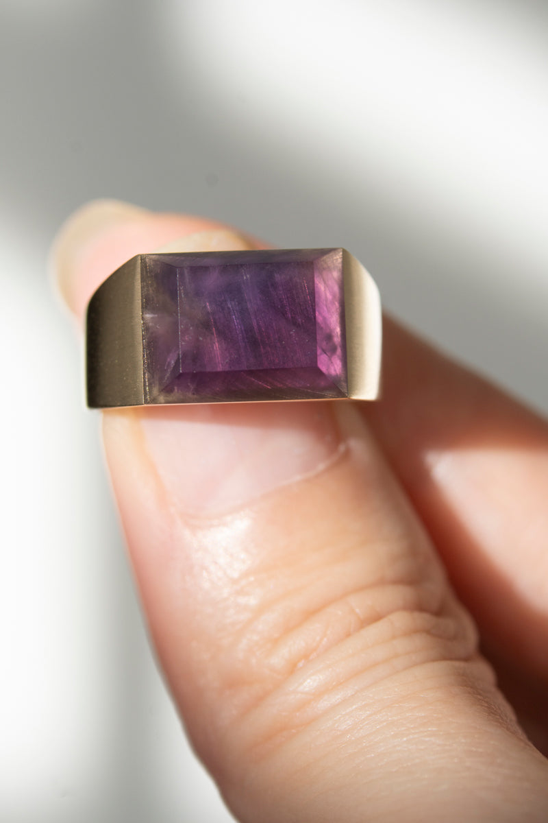 simmon Gem Signet Ring Amethyst Wide /K10