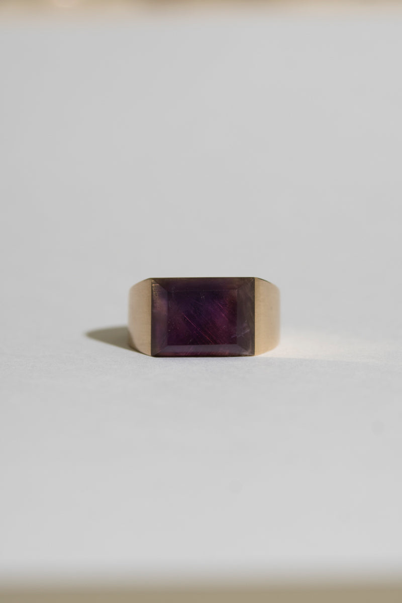 simmon Gem Signet Ring Amethyst Wide /K10