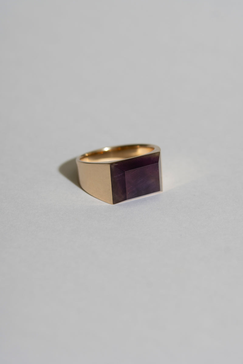 simmon Gem Signet Ring Amethyst Wide /K10