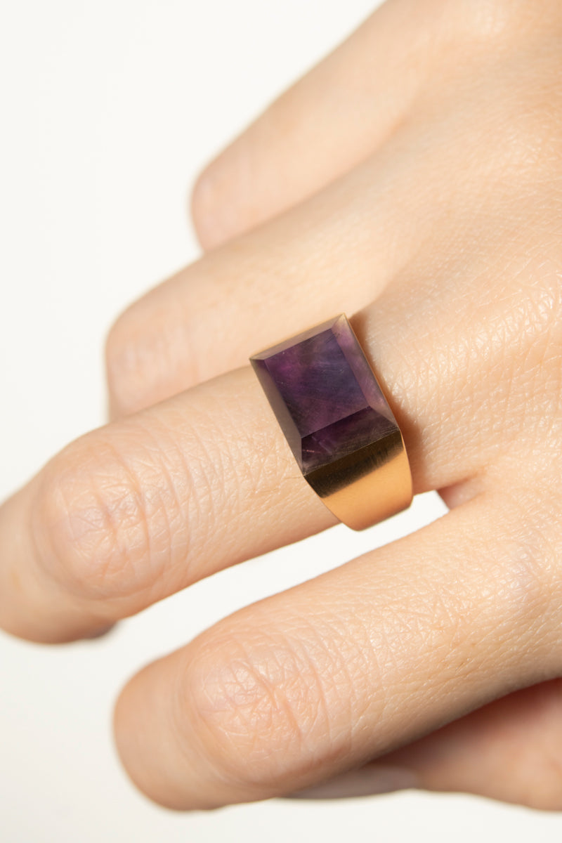 simmon Gem Signet Ring Amethyst Wide /K10