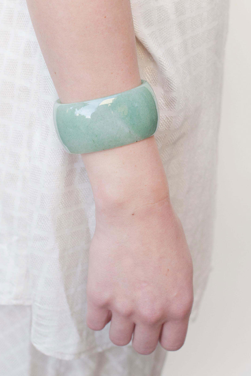 SASAI Green Aventurine STONE Cuff Bangle