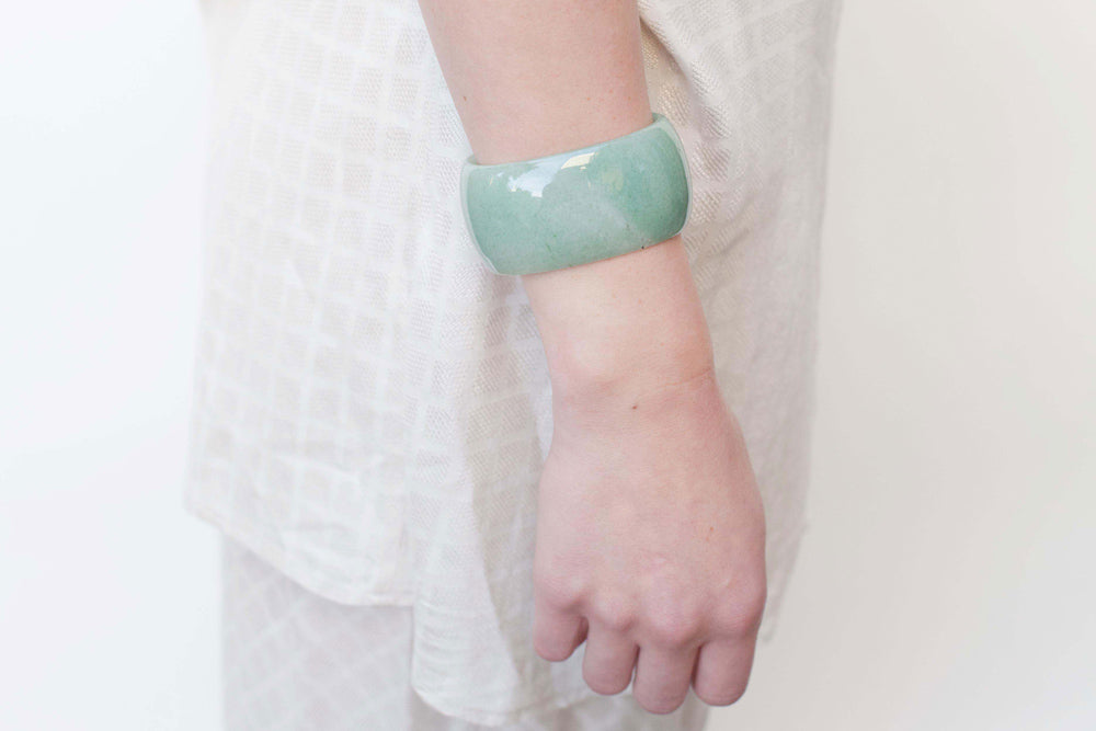 SASAI Green Aventurine STONE Cuff Bangle