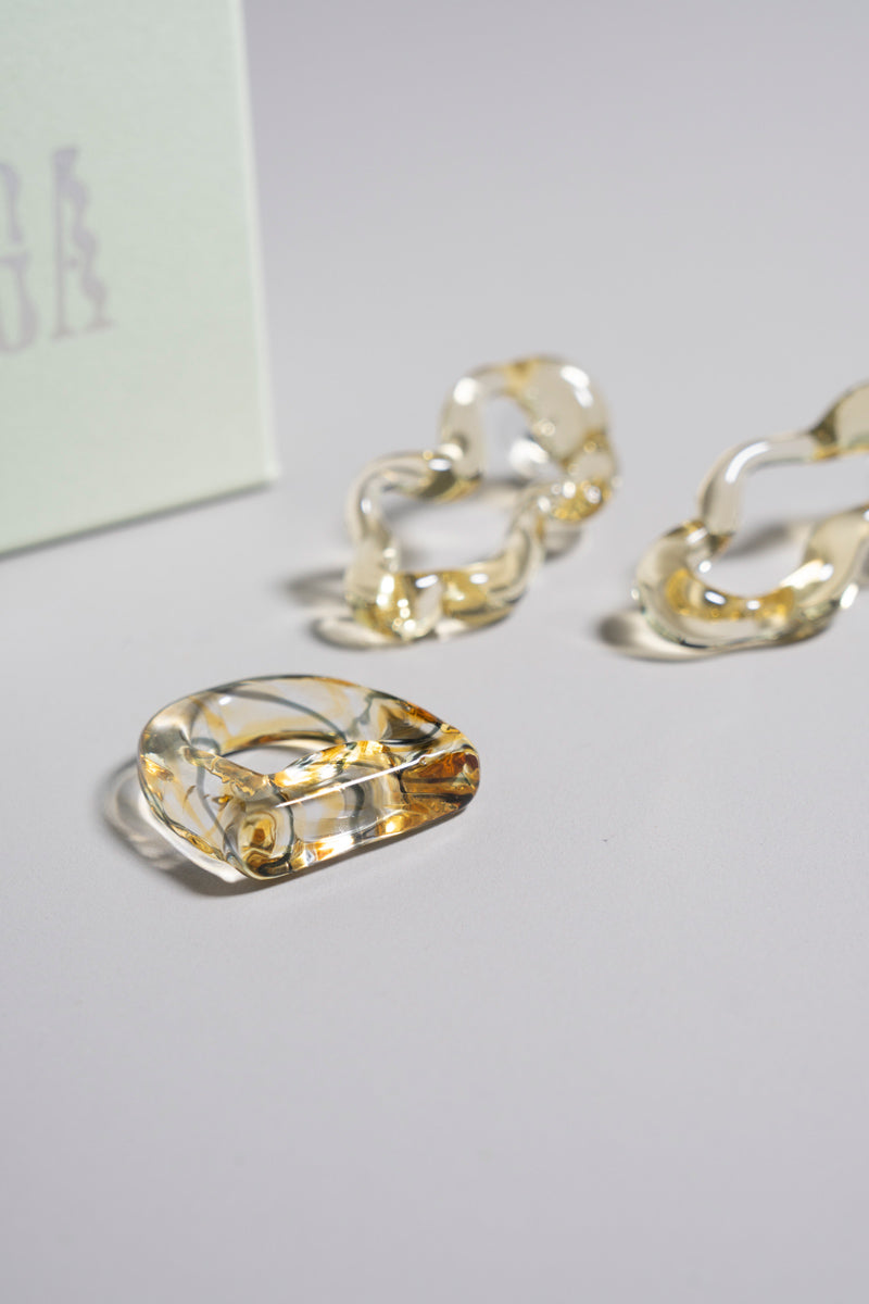 YAGA Glass D ring ガラスDリング /marble yellow