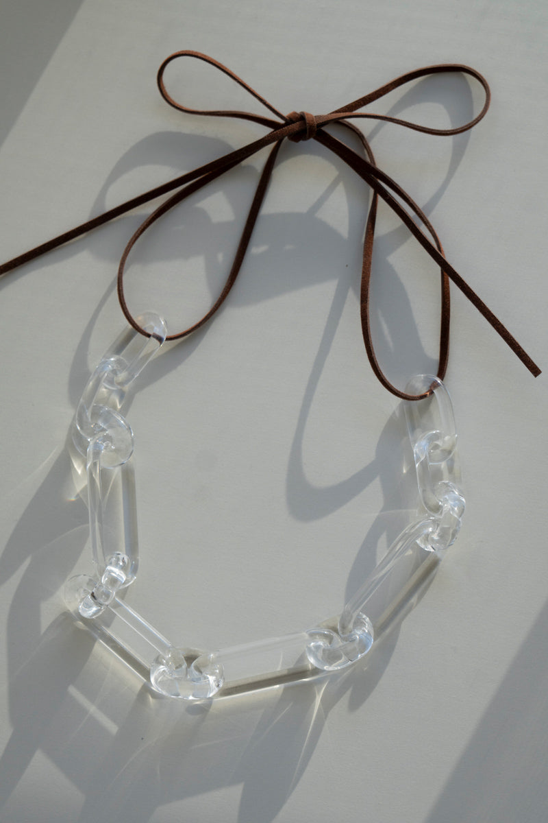 YAGA Glass chain ribbon necklace Clear