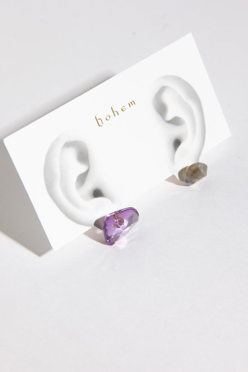 bohem Loose Stone Collection Amethyst Earrings/K10