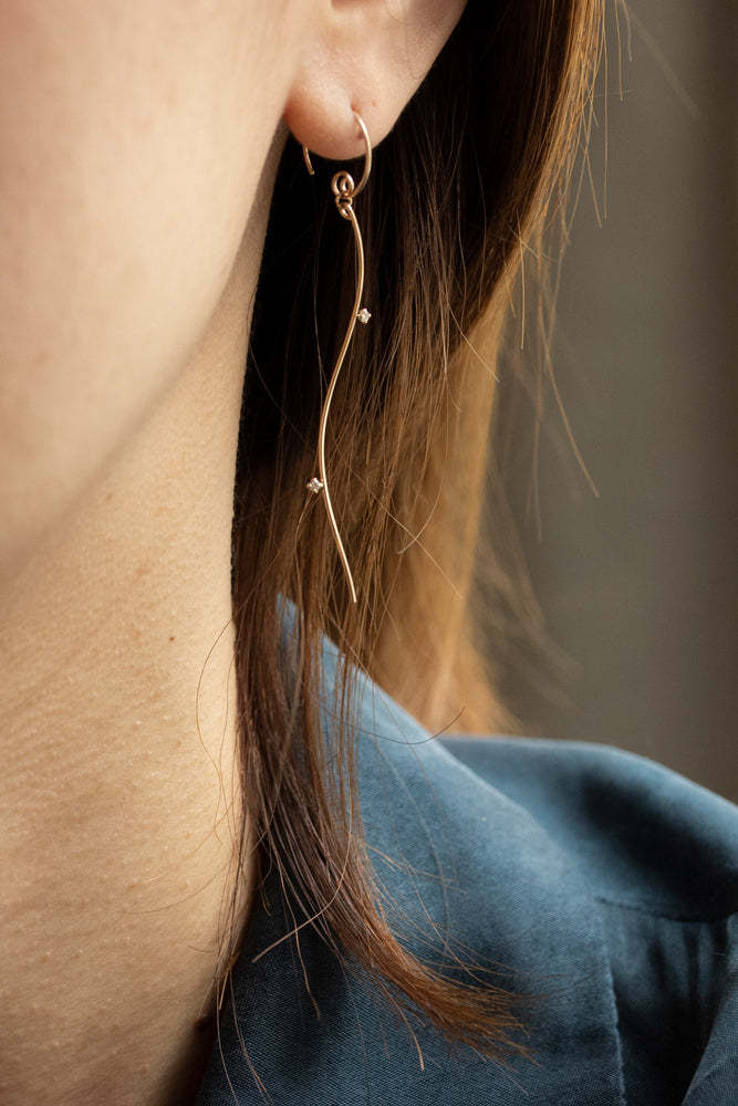 bohem simple line earrings ダイヤモンド付きシンプルラインピアスi