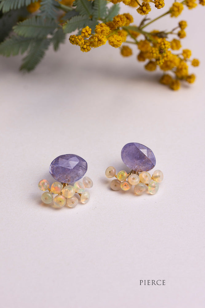 bohem fairy earrings tanzanite*opal stud pierce or earrings