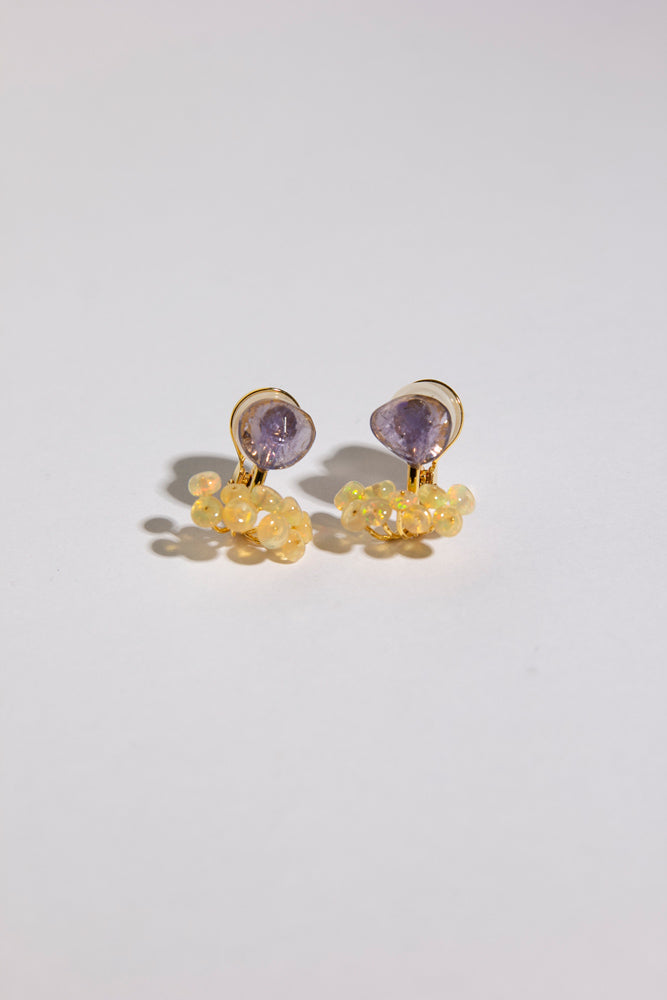 bohem fairy earrings tanzanite*opal stud pierce or earrings