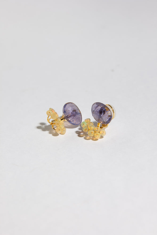 bohem fairy earrings tanzanite*opal stud pierce or earrings