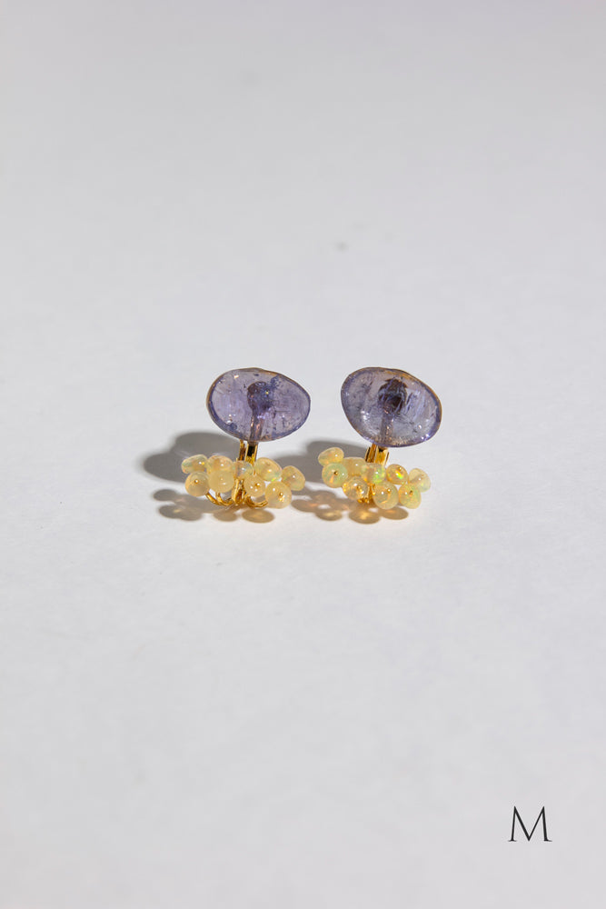 bohem fairy earrings tanzanite*opal stud pierce or earrings