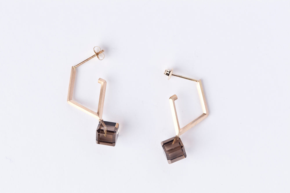 jaren Dia shaped earring smoky quartz /K10