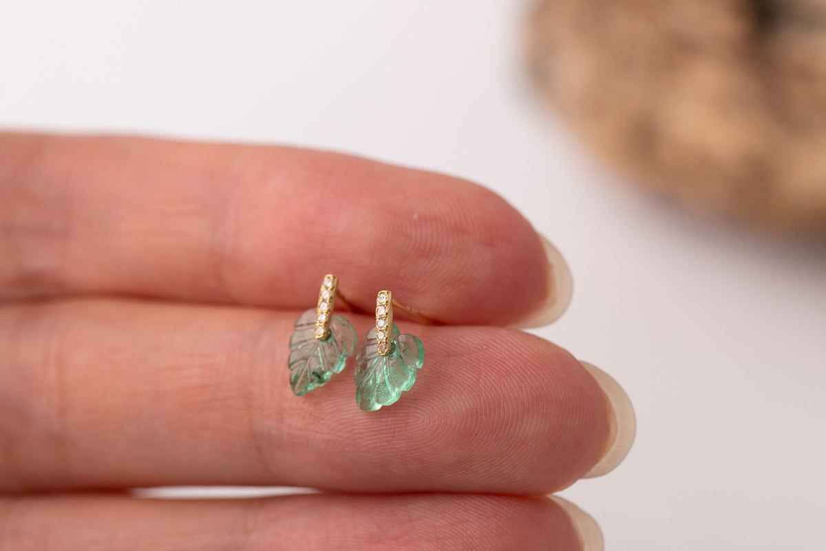 MONAKAjewellery Hibiki Emerald Leaf pierce エメラルドピアス/K18 ...
