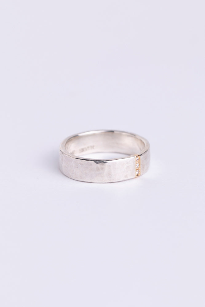 Perche? silver &amp; gold 3 diamond Ring 2/SV &amp; K18