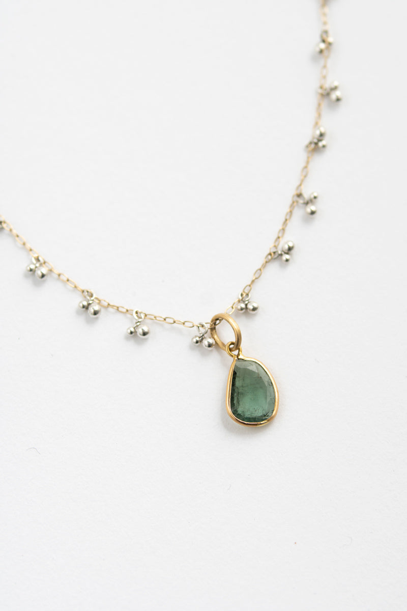 Perche? Green tourmaline pendant top /K18