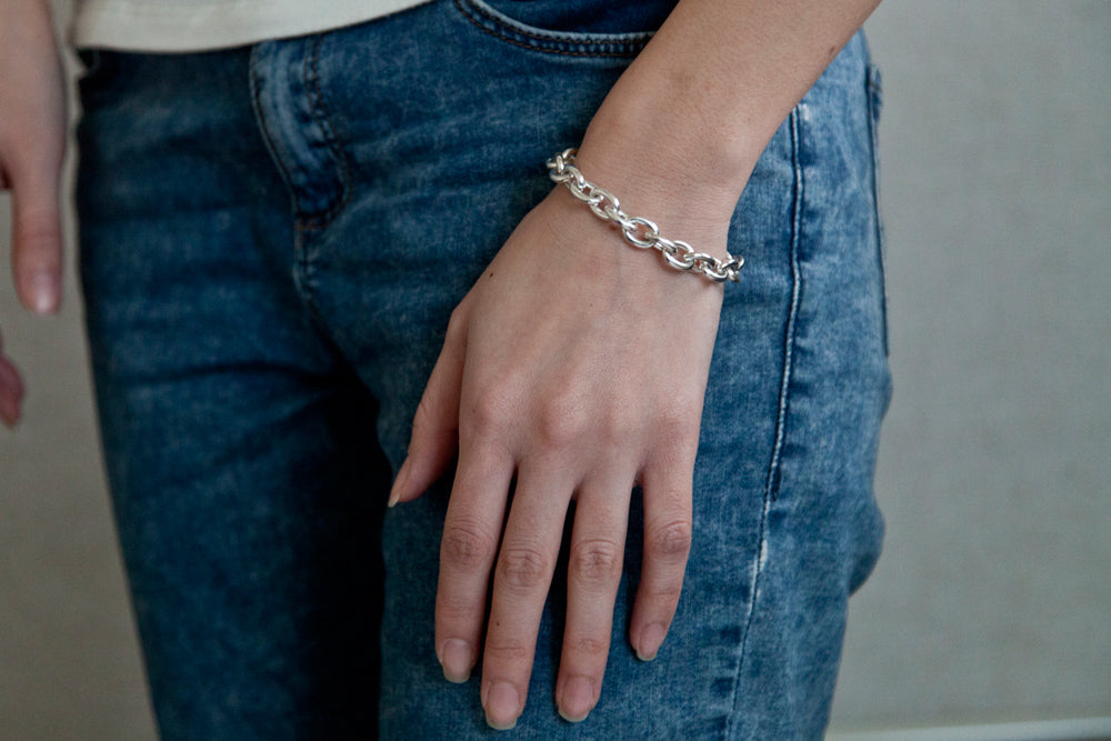 simmon Basic Oval chain bracelet /Silver