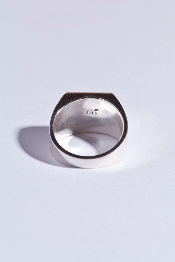 simmon SV &amp; Shell Cut Signet Ring /Silver