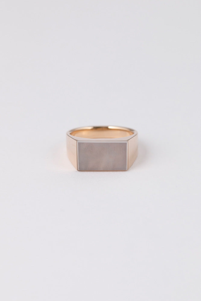 simmon 10K & RECTANGLE SHELL SIGNET RING /K10