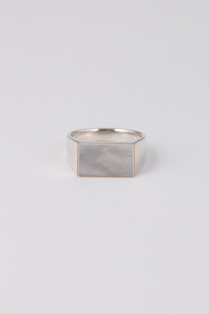 simmon SV & Rectangle Shell Signet Ring /Silver