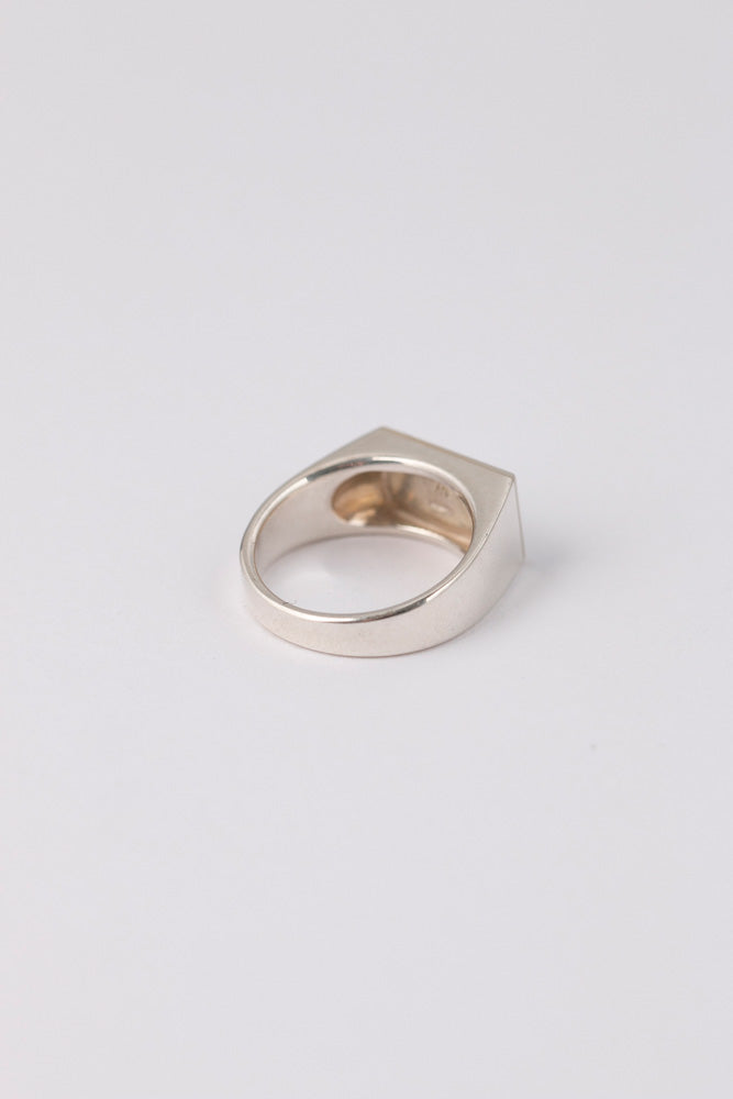 simmon SV &amp; Rectangle Shell Signet Ring /Silver