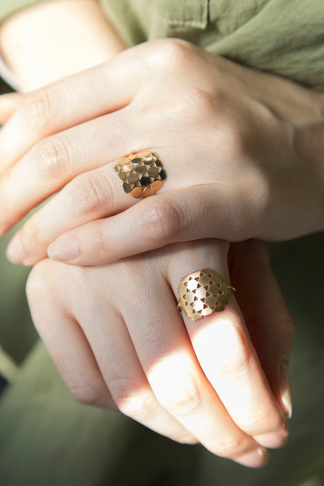 saia hexagonal openwork ring