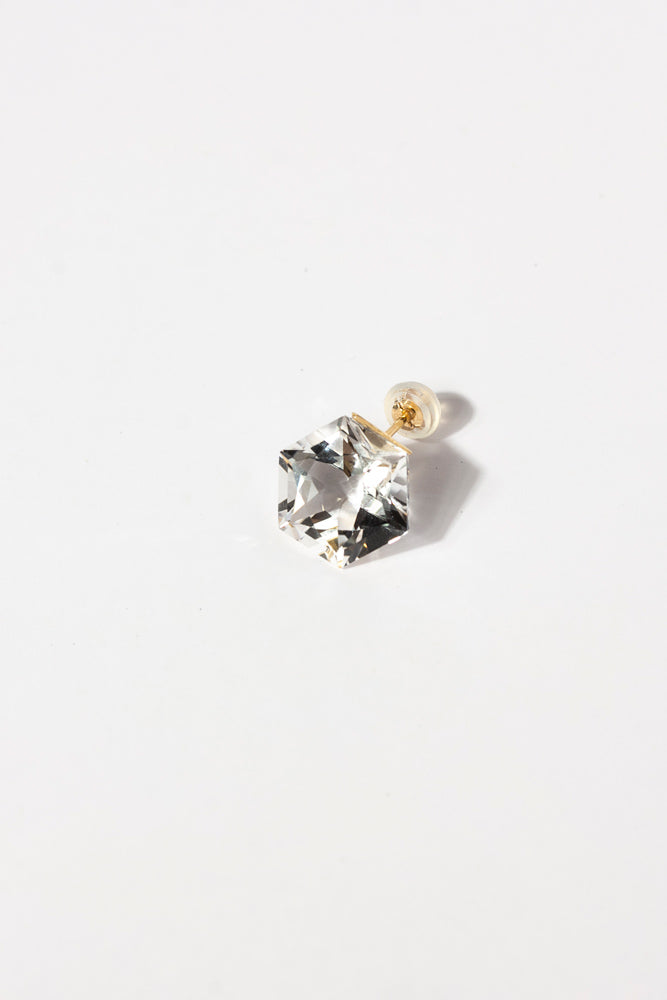 simmon Seta Hexagon quartz pierced earring /K18