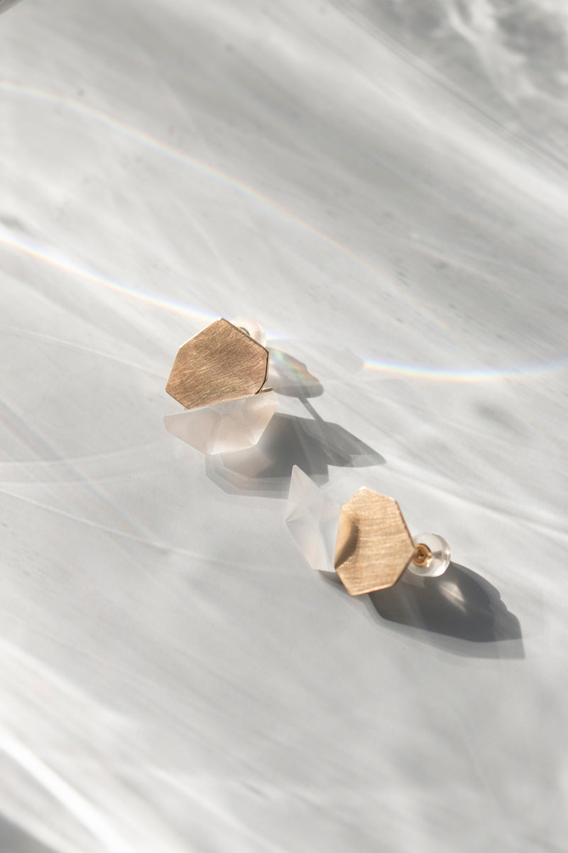 yull. Piece milky quartz earrings B /K10