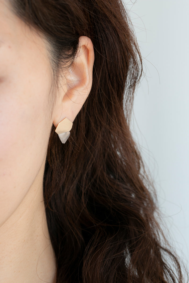 yull. Piece milky quartz earrings B /K10